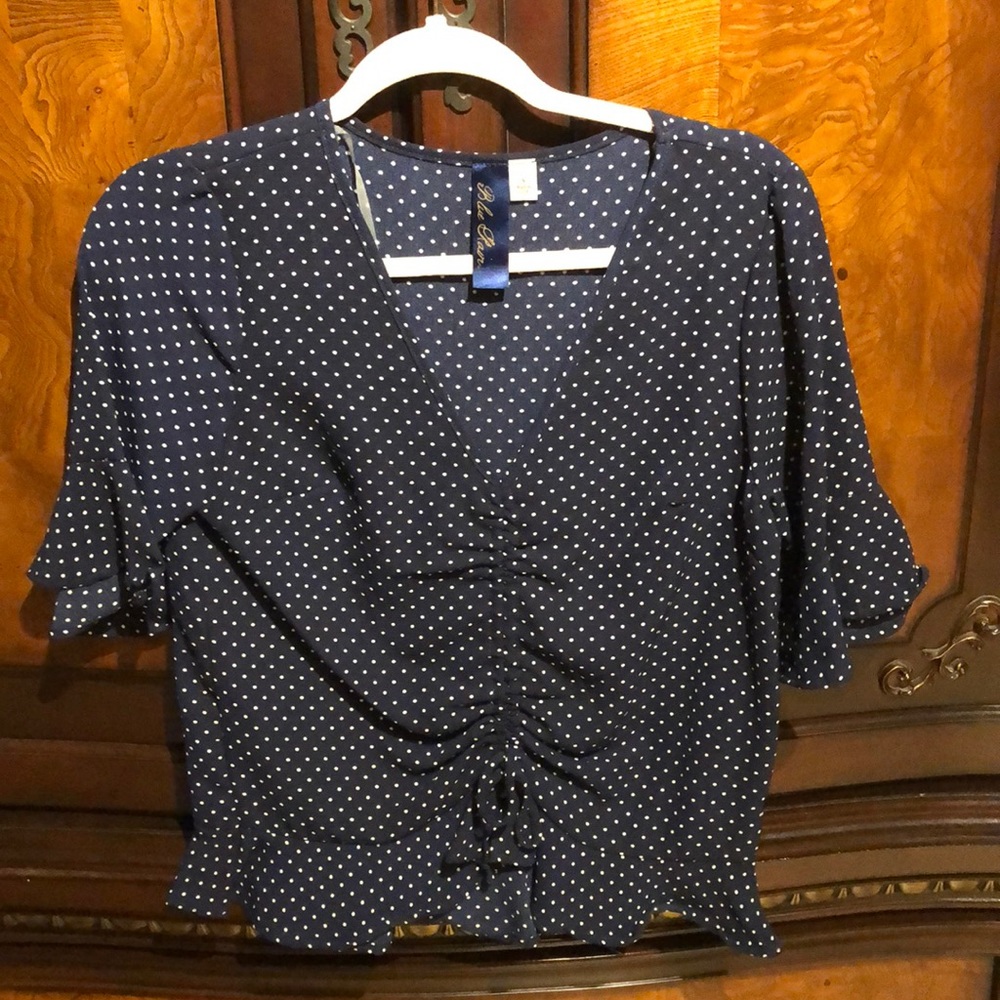 Blue Rain polka dot blouse size small